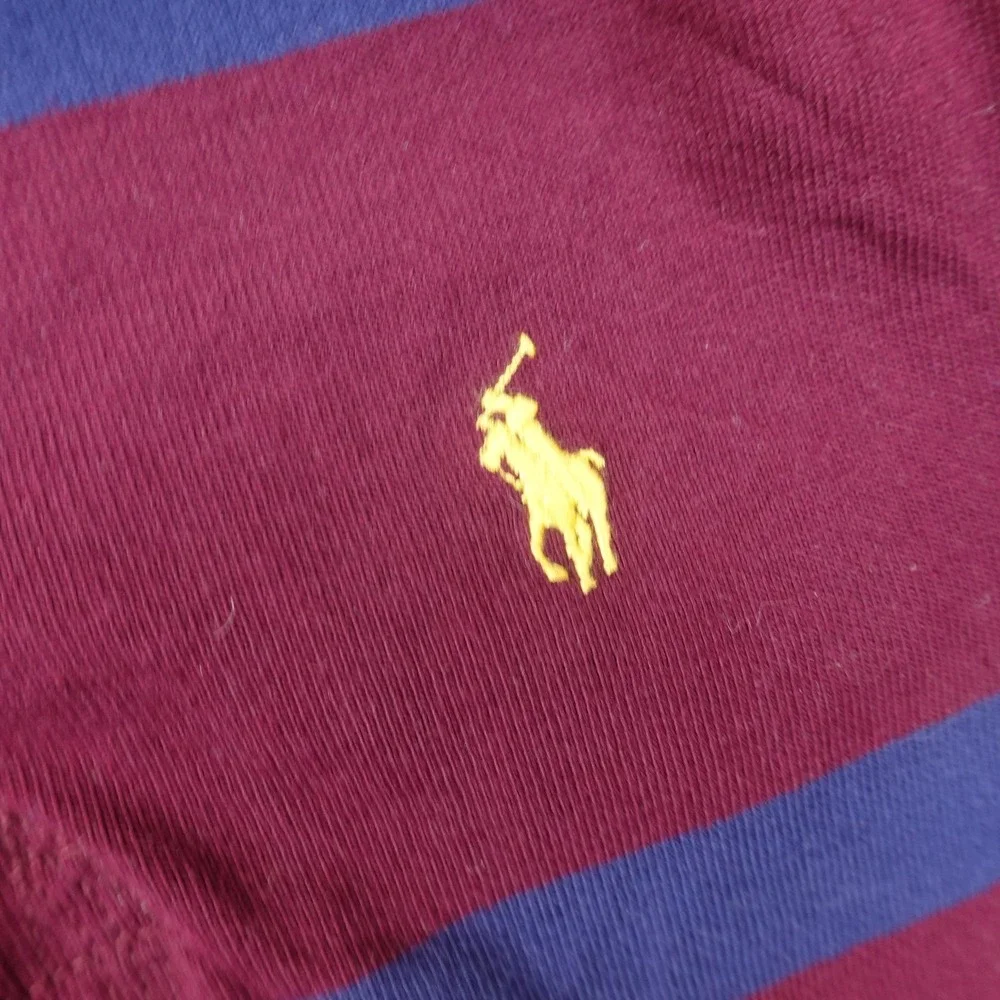 Polo Ralph Lauren Rugby Shirt Mens S Red Blue Stripe Long Sleeve Golf Pony Logo